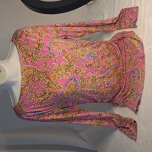 Ralph Lauren, pink patterned, long-sleeve, soft, stretchy top